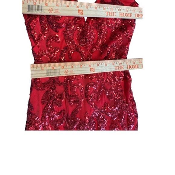 "Windsor" Sequin Maxi Open Back Red Prom Dress SZ S Pretty Women Formal Mob Wife - Picture 9 of 9